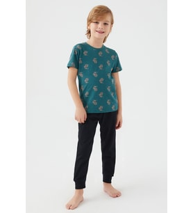 Arnetta 2504 Parrot Erkek Çocuk Kısa Kol Pijama Takım (Petrol)