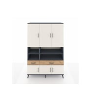 Hyperion Dolap 8 Raflı 2 Çekmeceli 6 Kapaklı 132x44x195 Antrasit-Aytaşı/Çam