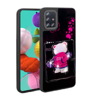 Lexroo Galaxy A51 Kılıf Parlayan Kabartmalı İkonik Figürlü Amas Silikon Kılıf - Siyah