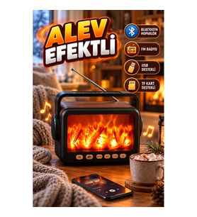 LED Alev Efektli Bluetooth Hoparlör – FM Radyo, USB ve TF Kart Destekli