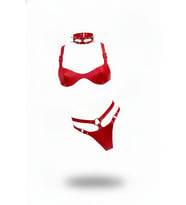 Mulvxbrf Brf02 Kırmızı Harness Takım Deri Çivili Boyunluk Detaylı - Brf1298 (Mulvix)