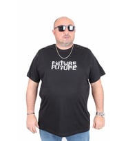 Starbattal Erkek Büyük Beden Sıfır Yaka Tişört The Future 25138 SIYAH