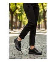 Ayakmod 293120 Z Taba Cilt Kadın Günlük Ayakkabı (Siyah Cilt)