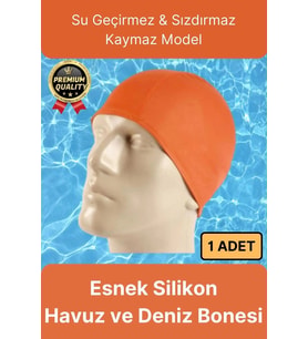 Premium Su Geçirmez Sızdırmaz Kaymaz Elastik Yüzme Şapkası Kaliteli Silikon Deniz Havuz Yüzme Bonesi