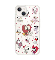Iphone 14 Plus Uyumlu Snoopy ve Kalp Tasarımlı Şeffaf Telefon Kılıfı