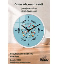 İsme Özel Renkli Sporcu Figürlü Çocuk Odası Duvar Saati Orta Boy 30 cm Beyaz Camlı Sessiz