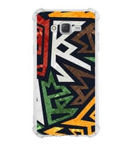 Samsung Galaxy J7  Köşe Korumalı Antişok Kapak  Soyut Grafiti Tasarımlı Şeffaf  Kılıf