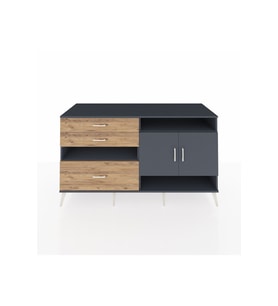 Kronos Konsol 4 Raflı 3 Çekmeceli 2 Kapaklı 176x59x99 Antrasit-Antrasit/Çam