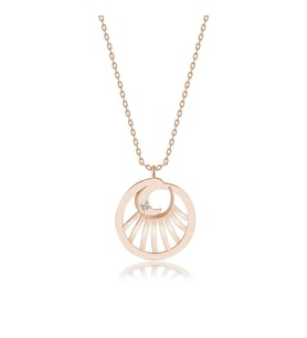 Gümüş Kolye Pırlanta Kolye (Shell Beyaz) (Rose - Gümüş)