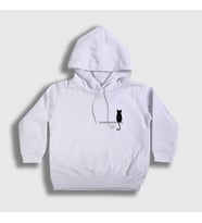 Presmono Unisex Çocuk Beyaz Cat On The Wall Kedi Kapüşonlu Sweatshirt 287913tt (Beyaz)