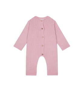 Pembe Triko Uzun Kollu Kız Bebek Patiksiz Tulum