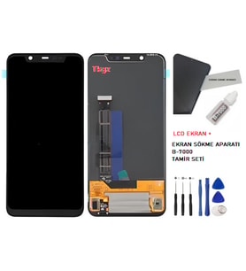 Tkgz - Xiaomi Mİ 8 Uyumlu Lcd Ekran Dokunmatik Servis + B-7000 + TAMİR SETİ