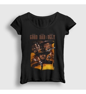 Presmono Kadın Siyah Western Film The Good The Bad And The Ugly T-Shirt 252633tt
