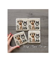 BİLGE tasarım Stone Decor Taş Bardak Altlığı 4'lü Set 10x10x1 Cm desenli