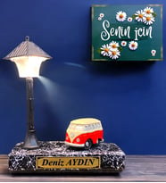 Sizlere Özel Siyah Masa Lambası Hediye Seti, Çift Renk Işıklı ve İsimli Tasarım (Model 5)