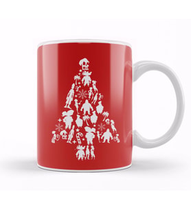 Monkey Island Christmas Tree Silhouette Kupa Bardak Porselen