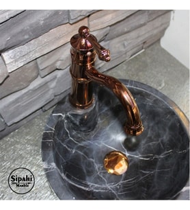 Sipahi Marble Rose Gold Kısa Lavabo Bataryası