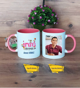 Almanca Öğretmeni Kupa Bardak Pembe Fotoğraflı Öğretmenler Günü Hediyesi