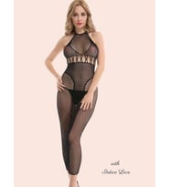 Intive Midi Boy Boyundan Geçmeli Yaka Fileli Transparan Çorap Elbise/Pareo/Beachwear (Siyah)