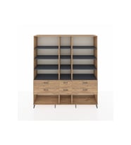 Hyperion Dolap 12 Raflı 6 Çekmeceli  220x44x243 Çam-Antrasit/Çam