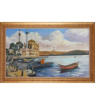 Çerçeveli Paspartulu Manzara Tablo ah1730 (Gold)