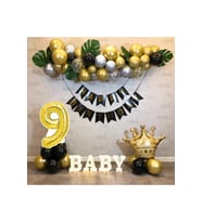 Kral Taçlı 9 Yaş Happy Bırthday Doğum Günü Seti