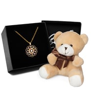 Özel Tasarım Gold Renkli Taşlı Kolye & Mini Ayıcık