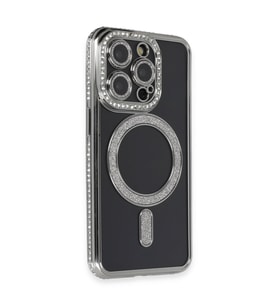 Iphone 14 Pro Max Kılıf Joke Simli Magneticsafe Kılıf - Gri