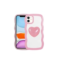 Apple iPhone 11 Uyumlu Kılıf Renkli Kalp Figürlü Zore Ponçik Kapak (Pembe)