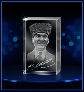 3d Kristal Atatürk 03 (Gerçek 3 Boyutlu Görüntü)