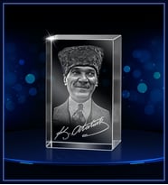 3d Kristal Atatürk 03 (Gerçek 3 Boyutlu Görüntü)
