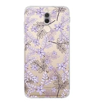 Huawei Mate 10 Lite  Kamera korumalı Kapak Floral Lila Tasarımlı  Şeffaf Kılıf