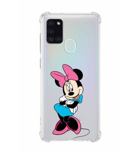 Samsung Galaxy A21s   Köşe Korumalı Antişok Kapak Minnie Mouse Tasarımlı Şeffaf  Kılıf