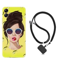 Samsung Galaxy A04E Kılıf Resimli Boyun Askılı İpli Desenli Silikon Lollipop Woman 1416