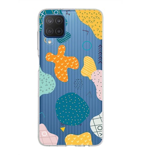 Samsung Galaxy M12 Kapak Geometrik Şekiller Tasarımlı Şeffaf Silikon Kılıf