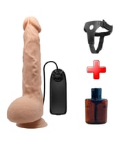 24 cm Titreşimli Realistik Belden Bağlamalı Vantuzlu Dildo Penis - Jason (Ten)
