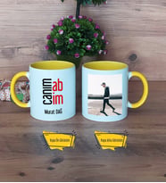 Abiye Hediye Kupa Bardak Sarı Fotoğraflı Abiye Doğum Günü Hediyesi