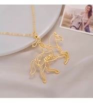 Kişiye Özel At ve Kadın Tasarım Silüet İsim Kolye 925K Gümüş (Gold)