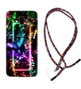 Samsung J6 Plus J7 Prime J7 Pro M20 Kılıf Boyun Asklı Rasta Silikon Butterfly Neon 1684
