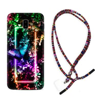 Samsung J6 Plus J7 Prime J7 Pro M20 Kılıf Boyun Asklı Rasta Silikon Butterfly Neon 1684