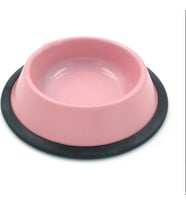 Pembe Çelik Kedi Köpek Mama-Su Kabı 16 Cm