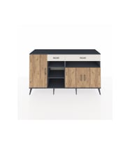 Kronos Konsol 5 Raflı 2 Çekmeceli 3 Kapaklı 176x59x99 Antrasit-Çam/Aytaşı