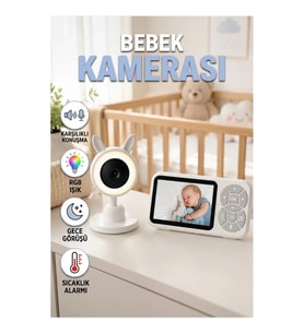 3.5 İnç LCD Ekranlı Bebek Kamerası Karşılıklı Konuşma RGB Gece Işığı Sıcaklık Alarmı
