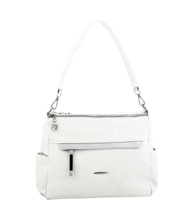 Nas Bag Çok Gözlü Yumuşak ve Hafif Yapılı Çift Askılı Omuz ve Çapraz Çanta - Beyaz Lopez (30x24 cm)