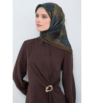 Armine Saf İpek Sura Eşarp-2026 İlkbahar-Yaz- 950900D (Haki)