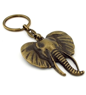 Afrika Fili Safari Büyük Boy Antik Sarı Bronz  Eskitme Metal Anahtarlık KC256