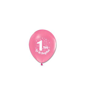 Iyiki Doğdun 1 Yaş Baskılı 12" Pembe Balon
