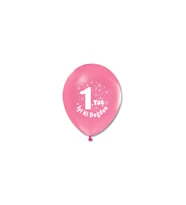 Iyiki Doğdun 1 Yaş Baskılı 12" Pembe Balon