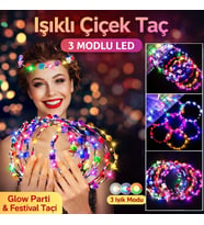 Renkli Led Çiçek Taç - 3 Işık Modlu