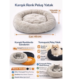 Kedi Köpek Simit Yatağı Karışık Renklerde 12*45 cm 1 Adet